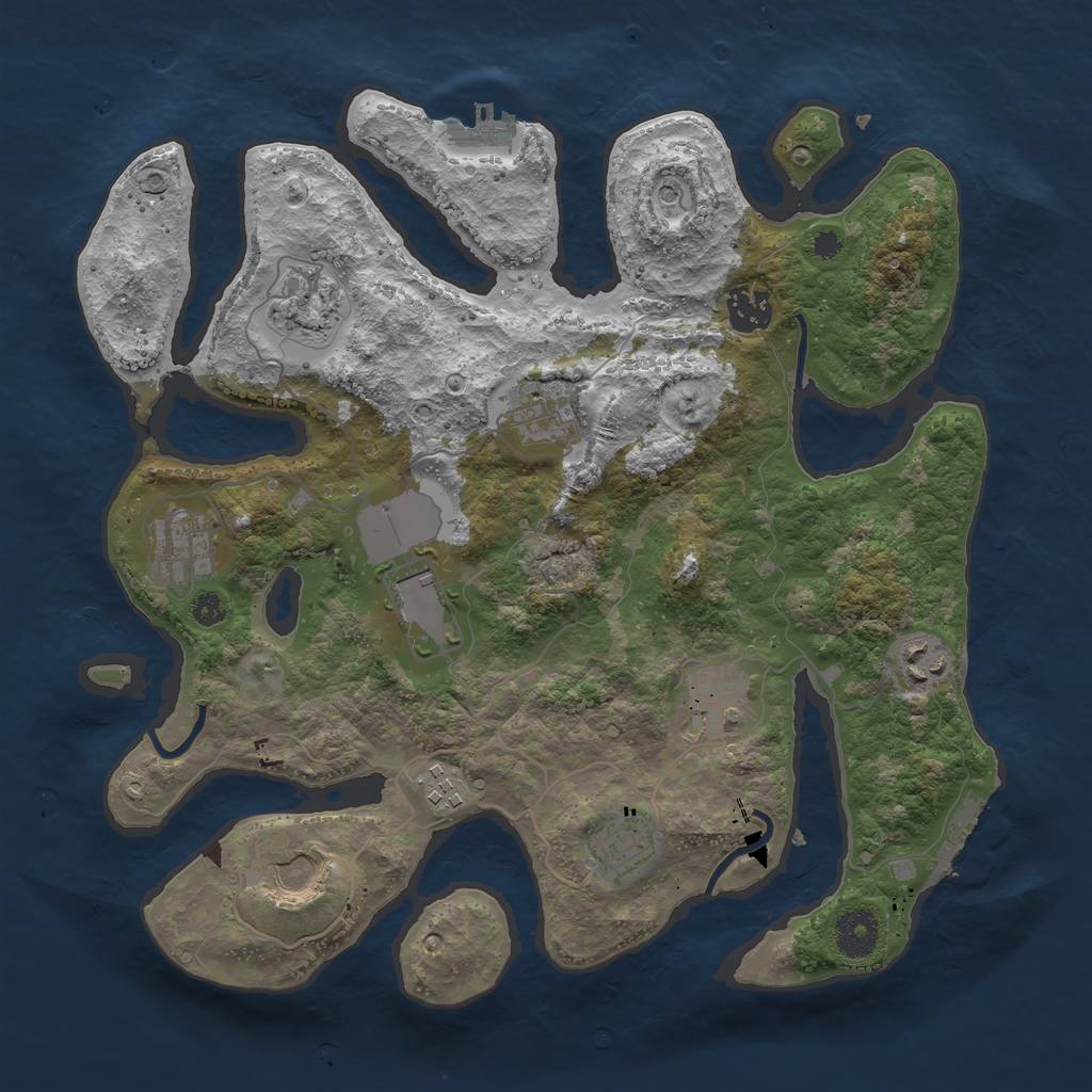 Rust Map: Procedural Map, Size: 3500, Seed: 1656985563, 15 Monuments