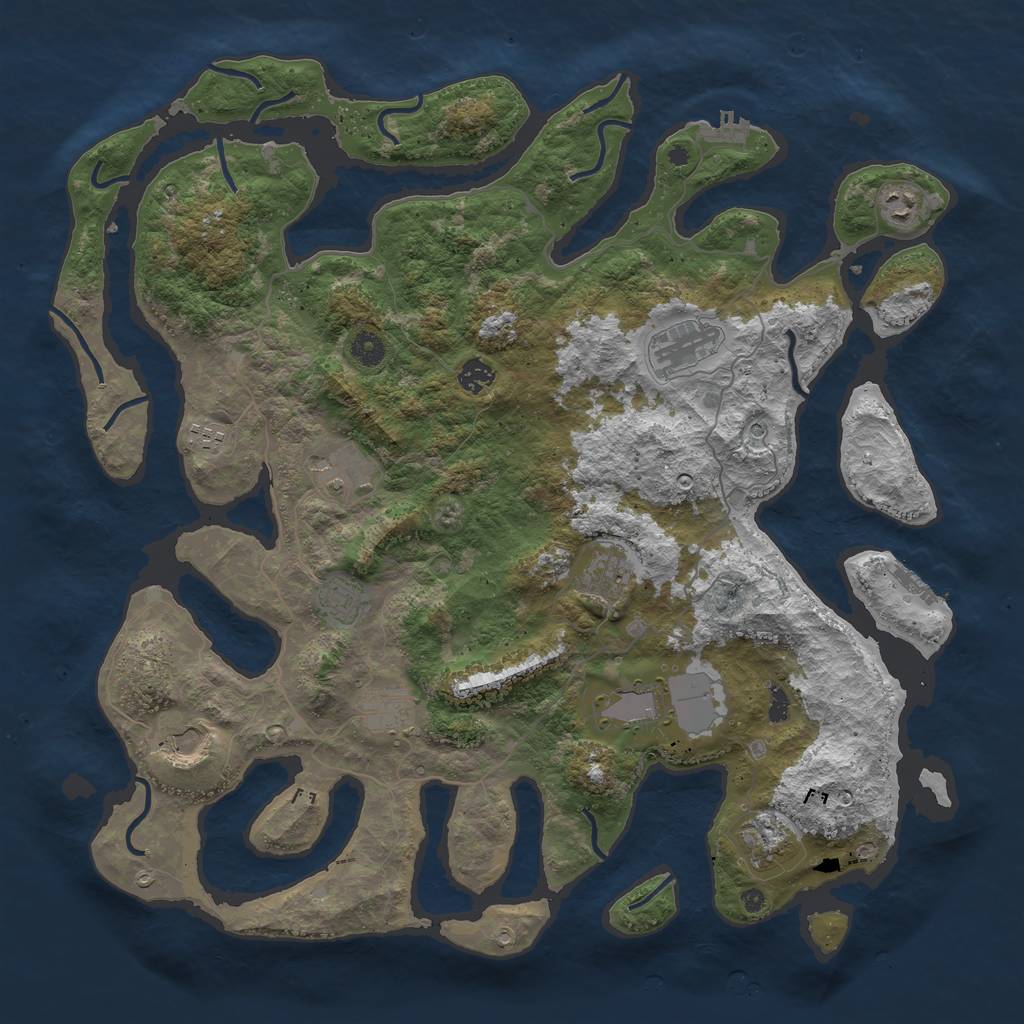 Rust Map: Procedural Map, Size: 4500, Seed: 1407596030, 16 Monuments