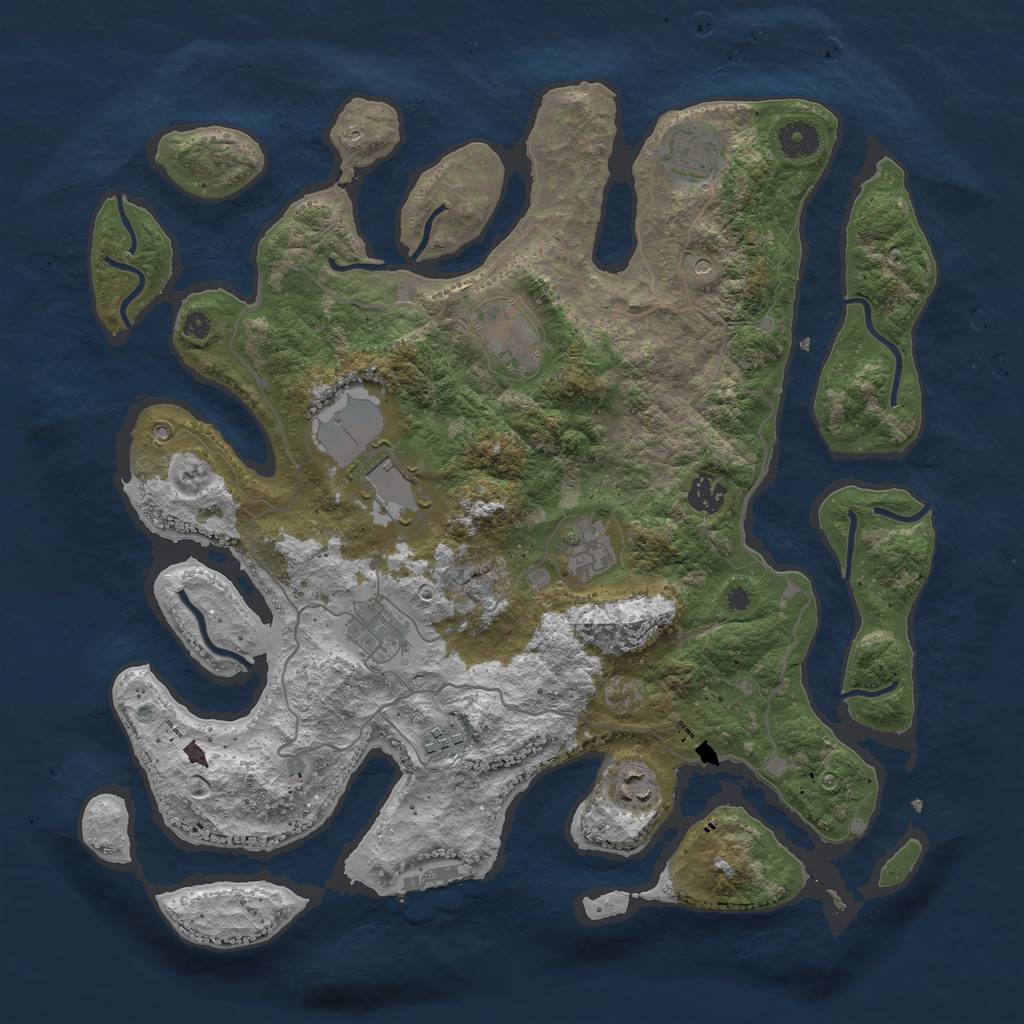 Rust Map: Procedural Map, Size: 4000, Seed: 770863699, 12 Monuments