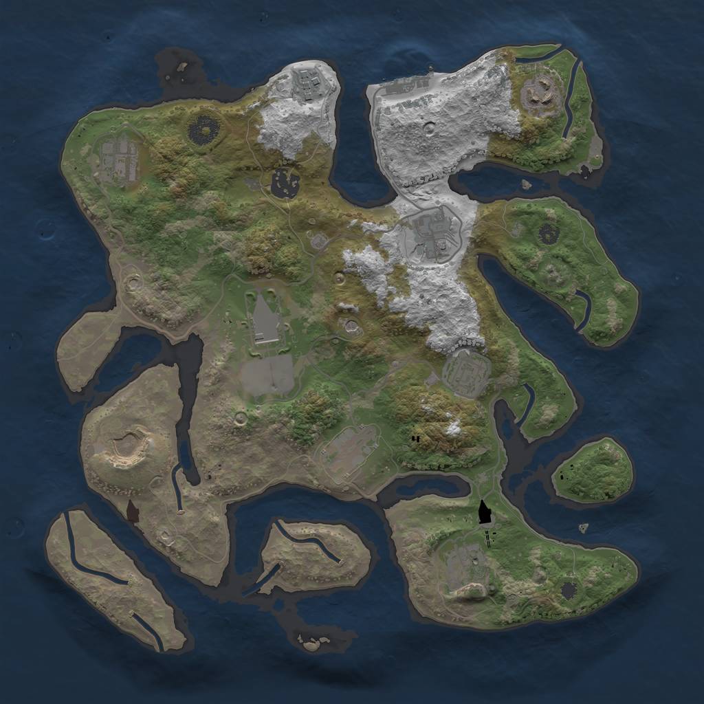 Rust Map: Procedural Map, Size: 3500, Seed: 1107137379, 14 Monuments