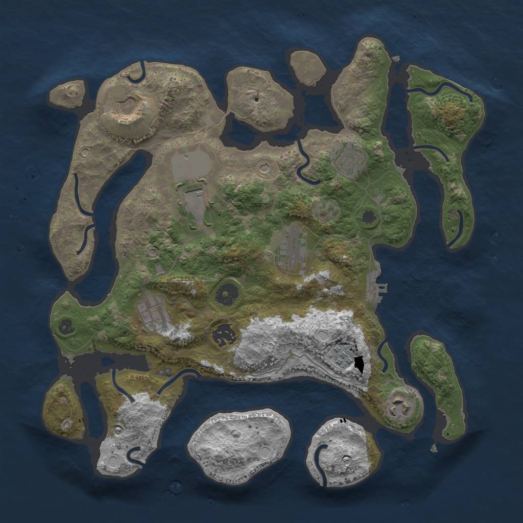 Rust Map: Procedural Map, Size: 3500, Seed: 1560163933, 18 Monuments