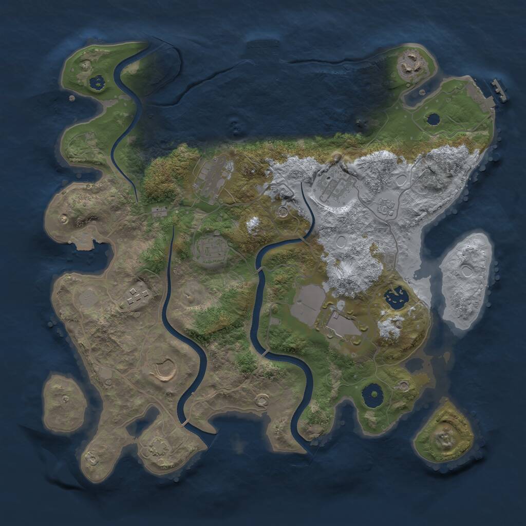 Rust Map: Procedural Map, Size: 3500, Seed: 574555, 14 Monuments