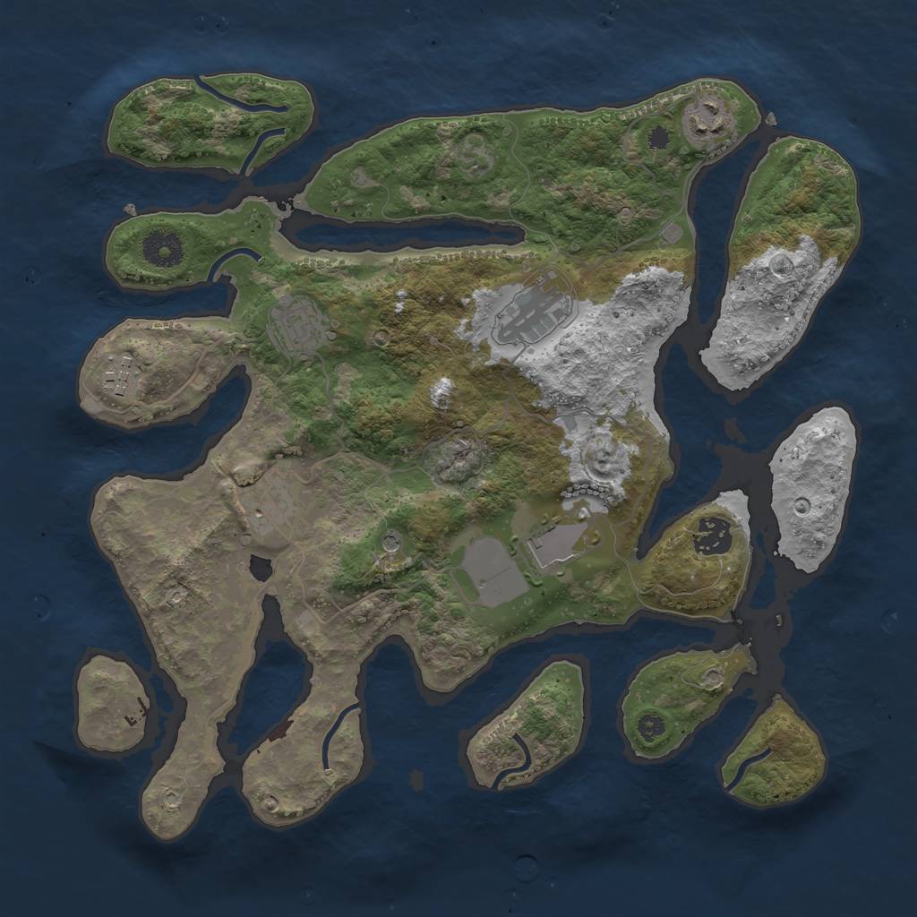 Rust Map: Procedural Map, Size: 3500, Seed: 574555, 10 Monuments