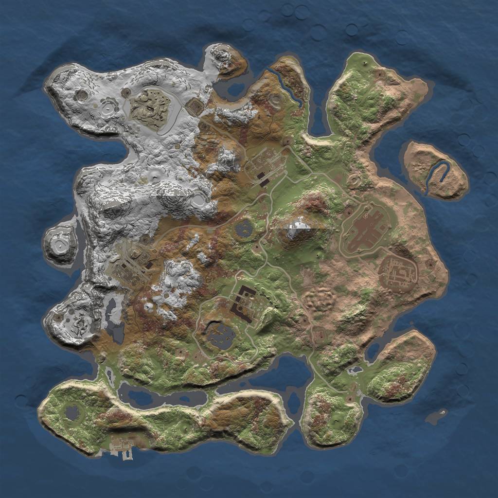 Rust Map: Procedural Map, Size: 3000, Seed: 256656, 12 Monuments