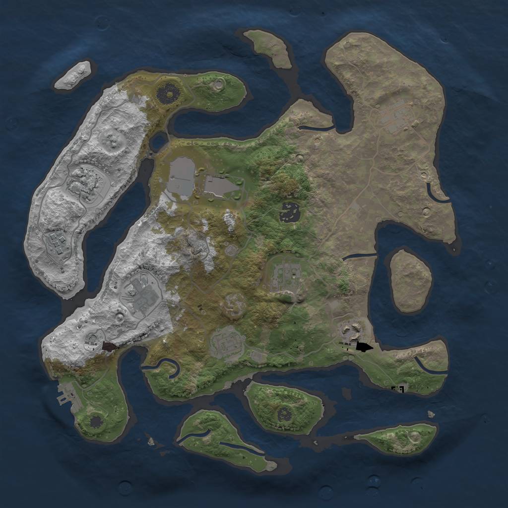 Rust Map: Procedural Map, Size: 3500, Seed: 32200, 13 Monuments