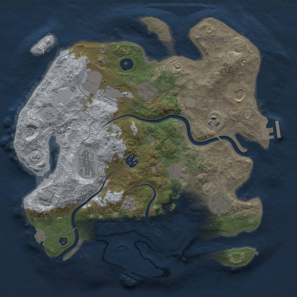 Rust Map: Procedural Map, Size: 3500, Seed: 32200, 15 Monuments