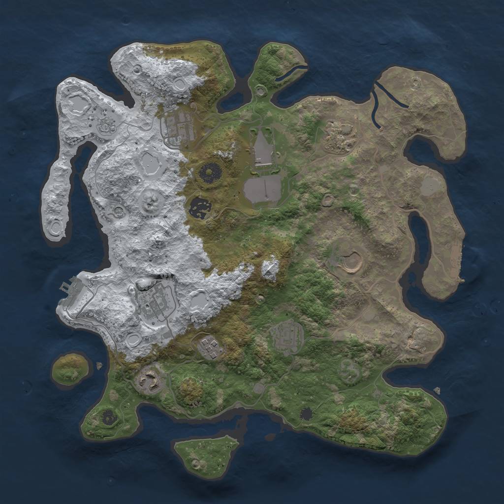 Rust Map: Procedural Map, Size: 3500, Seed: 574980, 18 Monuments