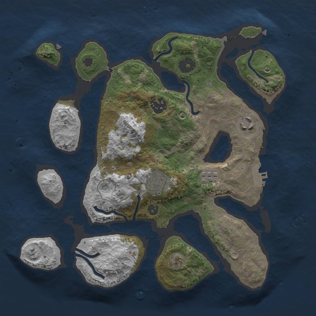 Rust Map: Procedural Map, Size: 3000, Seed: 1697203876, 8 Monuments