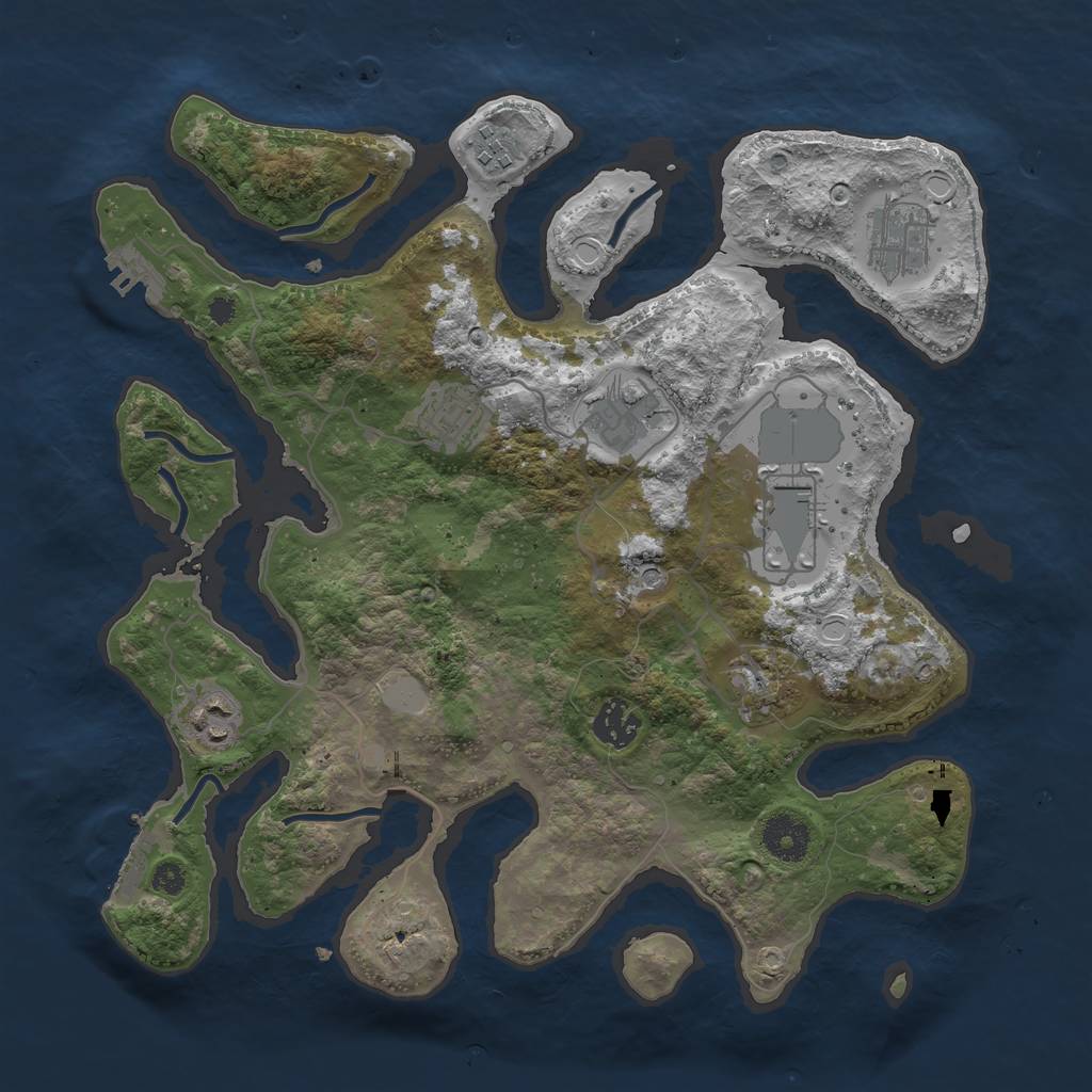 Rust Map: Procedural Map, Size: 3500, Seed: 81829901, 16 Monuments