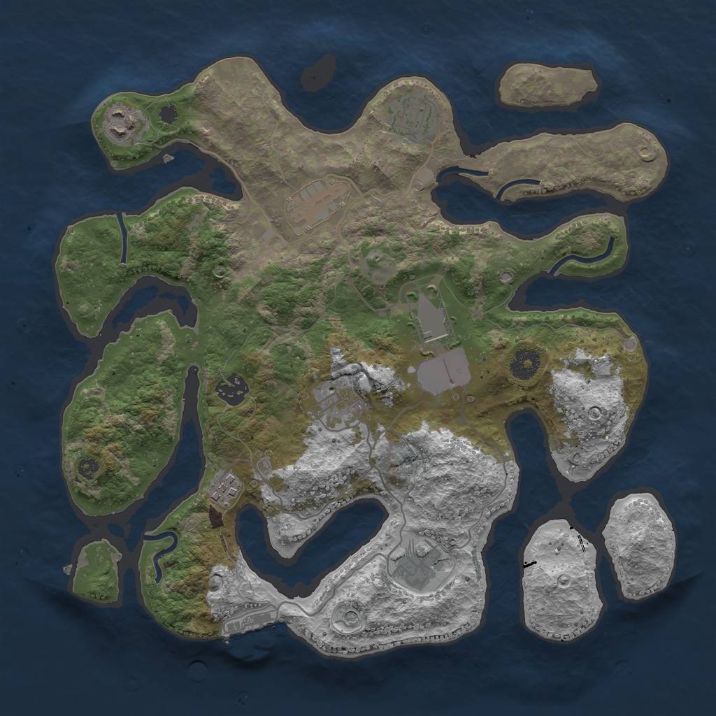 Rust Map: Procedural Map, Size: 3500, Seed: 812272, 12 Monuments