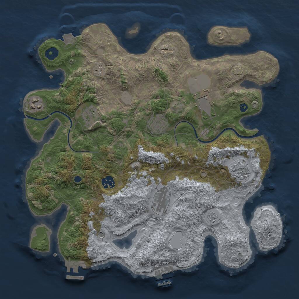 Rust Map: Procedural Map, Size: 3500, Seed: 812272, 14 Monuments