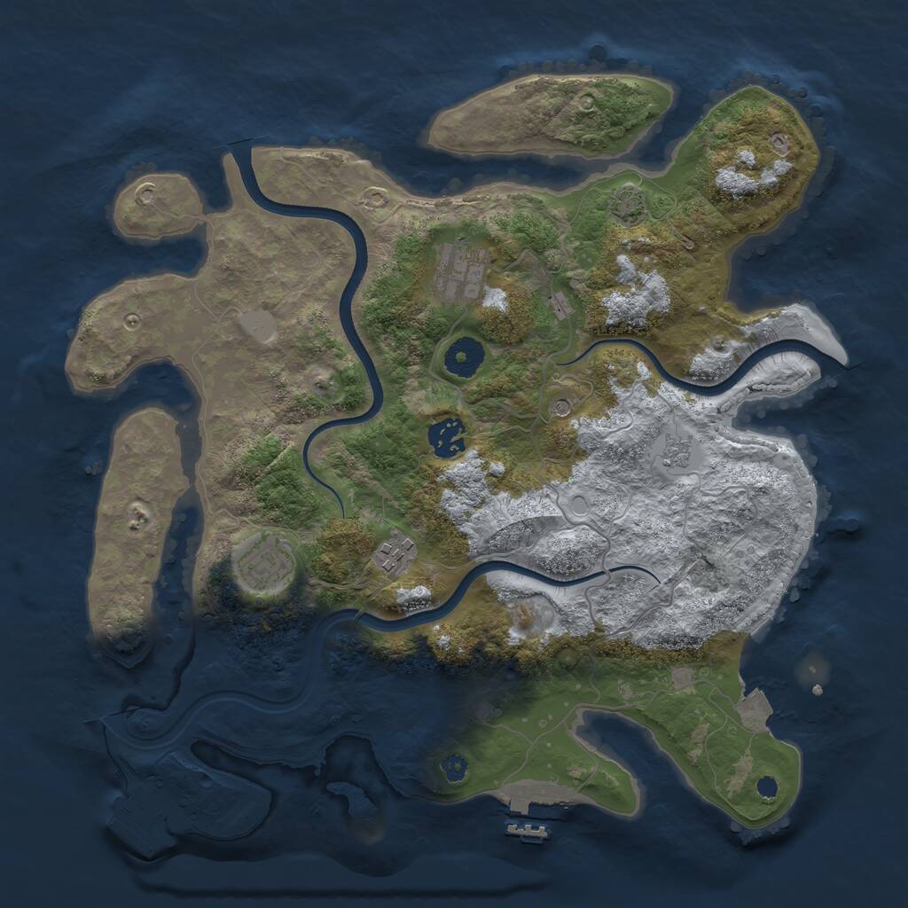 Rust Map: Procedural Map, Size: 3500, Seed: 719429, 10 Monuments