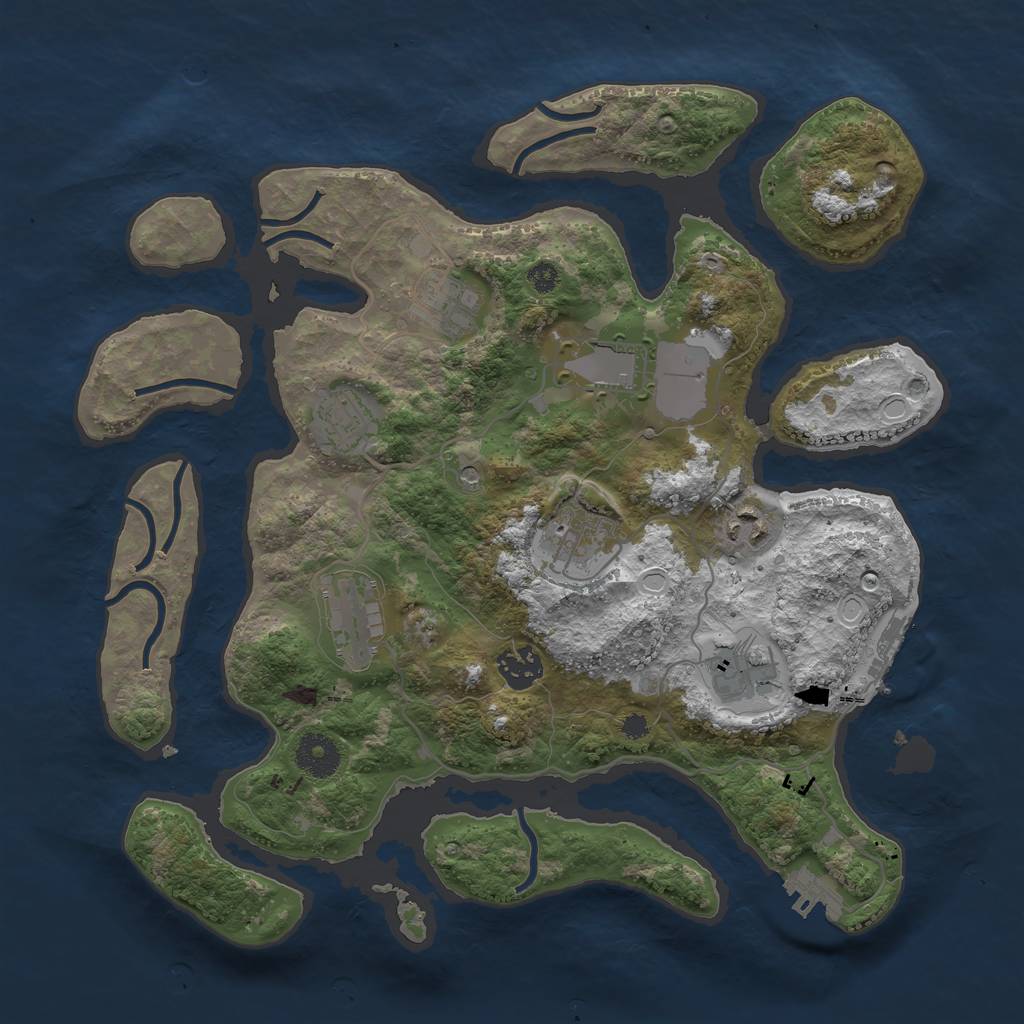 Rust Map: Procedural Map, Size: 3500, Seed: 719429, 19 Monuments