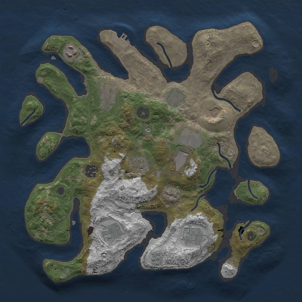 Rust Map: Procedural Map, Size: 3500, Seed: 570433, 14 Monuments