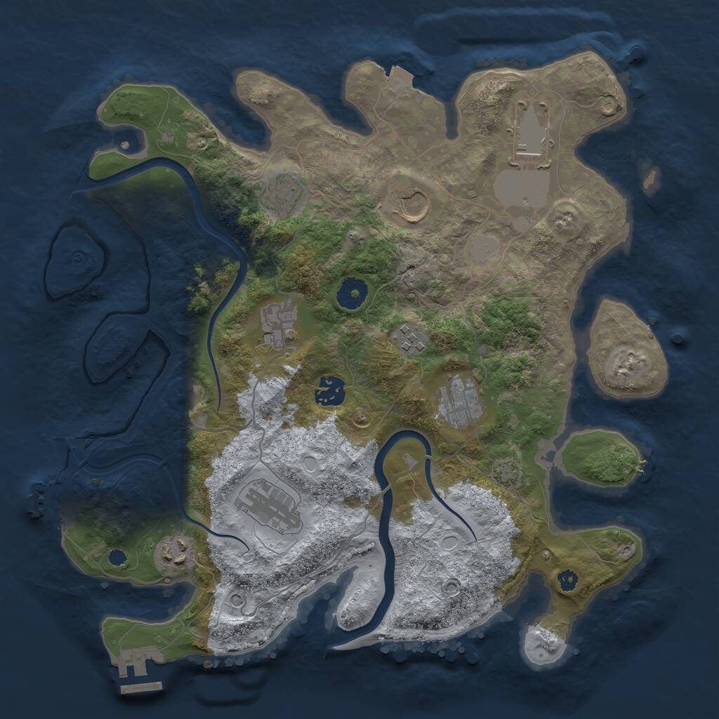 Rust Map: Procedural Map, Size: 3500, Seed: 570433, 14 Monuments