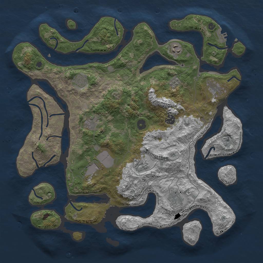 Rust Map: Procedural Map, Size: 4000, Seed: 494585400, 13 Monuments