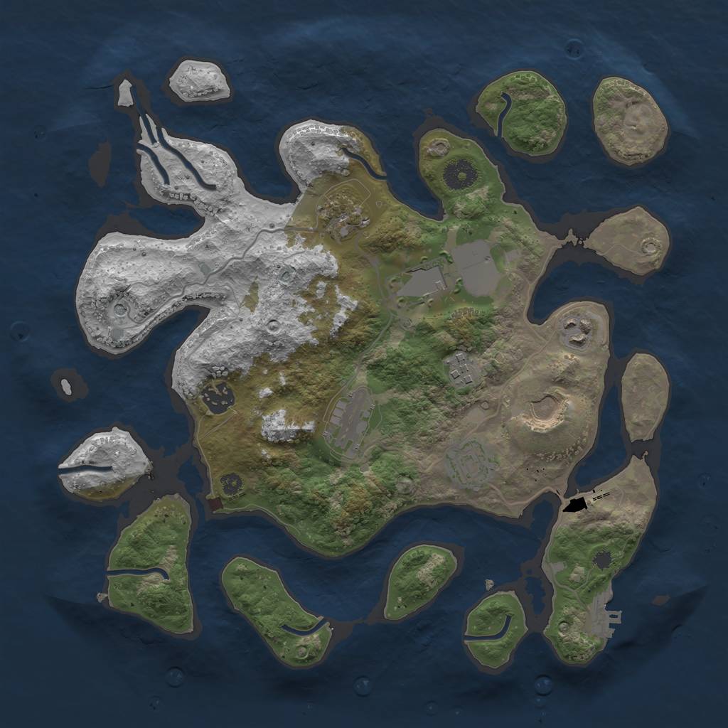 Rust Map: Procedural Map, Size: 3500, Seed: 960557, 12 Monuments