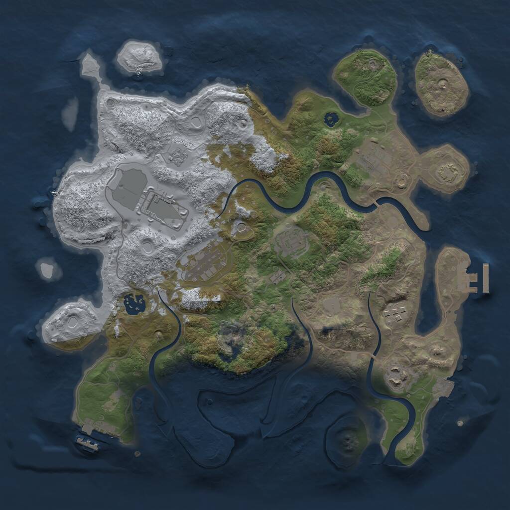 Rust Map: Procedural Map, Size: 3500, Seed: 960557, 13 Monuments
