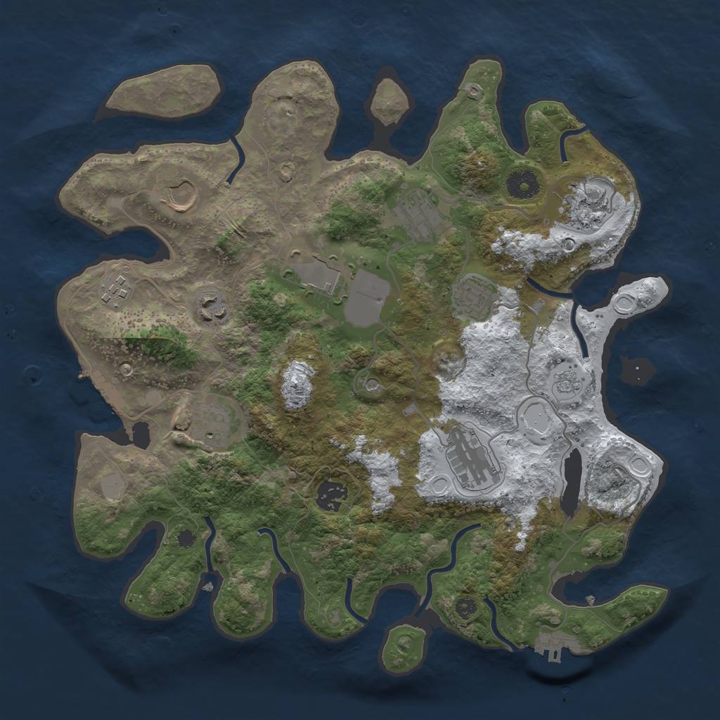 Rust Map: Procedural Map, Size: 3500, Seed: 454521249, 19 Monuments