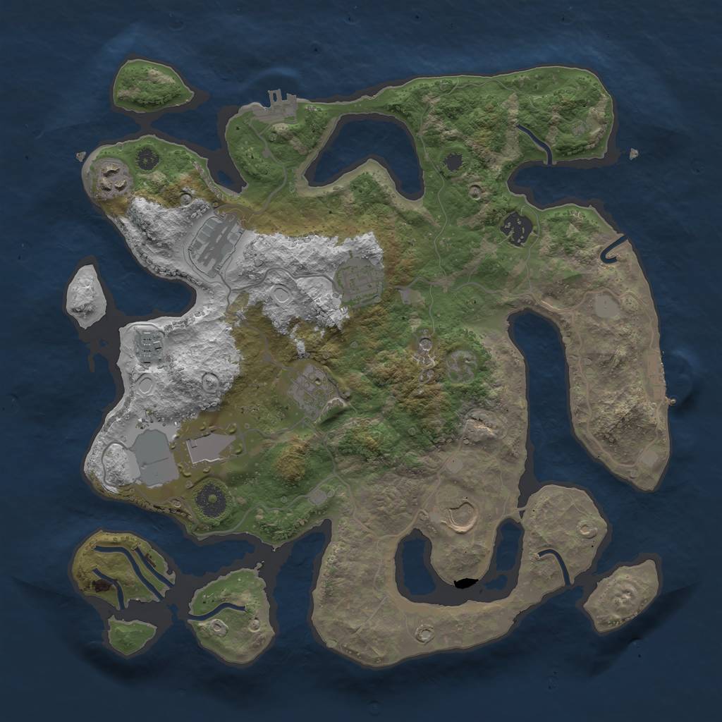 Rust Map: Procedural Map, Size: 3500, Seed: 8288, 16 Monuments