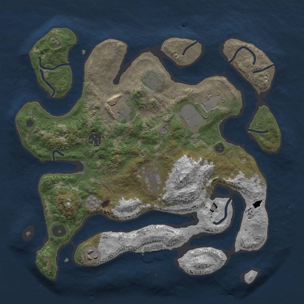 Rust Map: Procedural Map, Size: 3500, Seed: 7647578, 11 Monuments