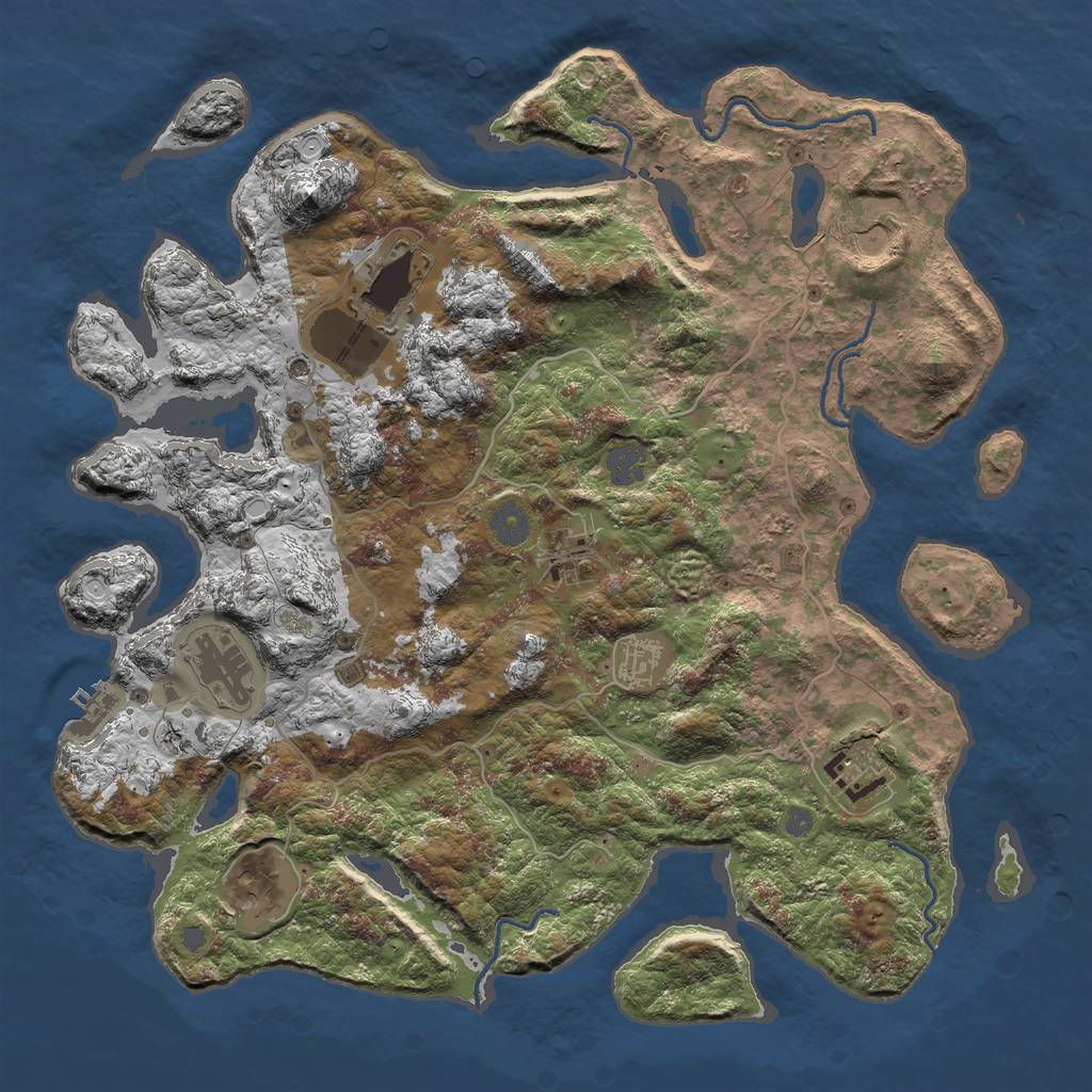 Rust Map: Procedural Map, Size: 4000, Seed: 2107993, 13 Monuments