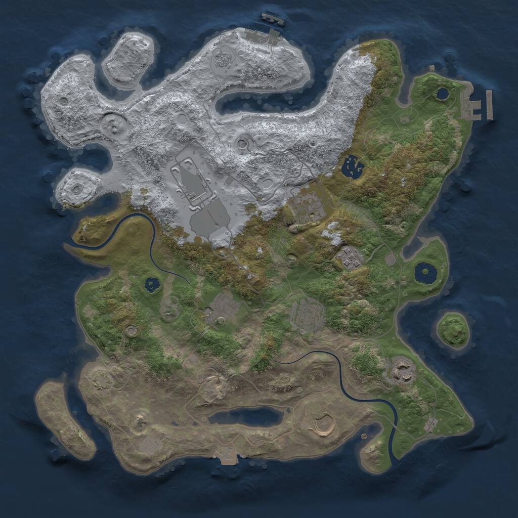 Rust Map: Procedural Map, Size: 3500, Seed: 2142, 14 Monuments