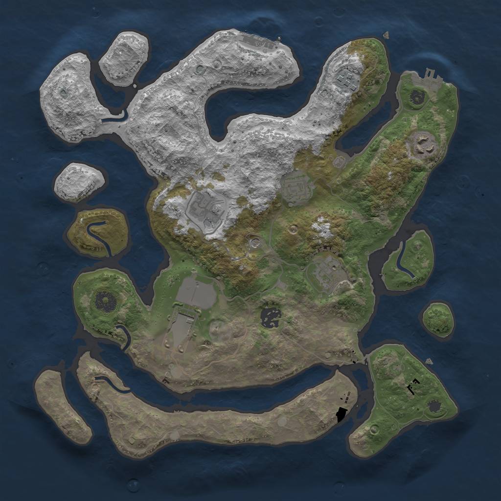 Rust Map: Procedural Map, Size: 3500, Seed: 2142, 12 Monuments