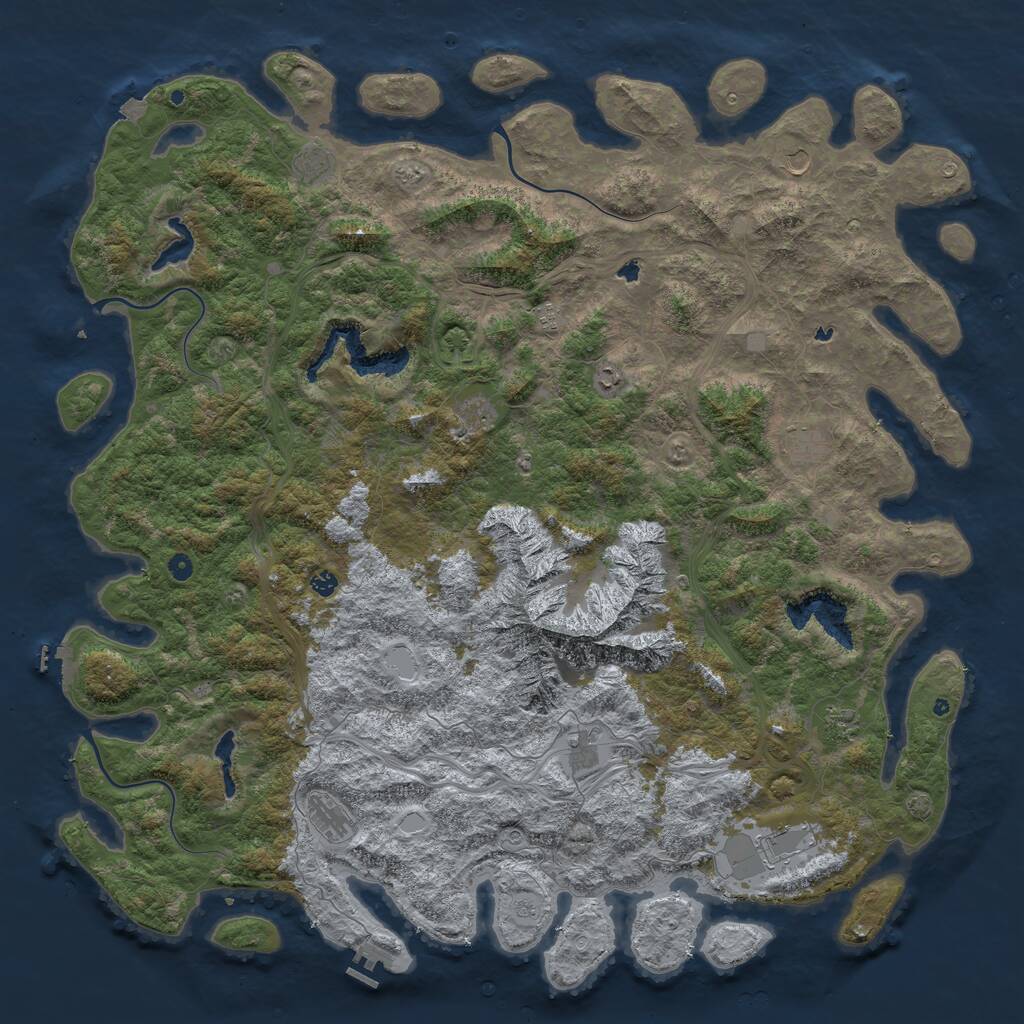 Rust Map: Procedural Map, Size: 6000, Seed: 2147273400, 17 Monuments