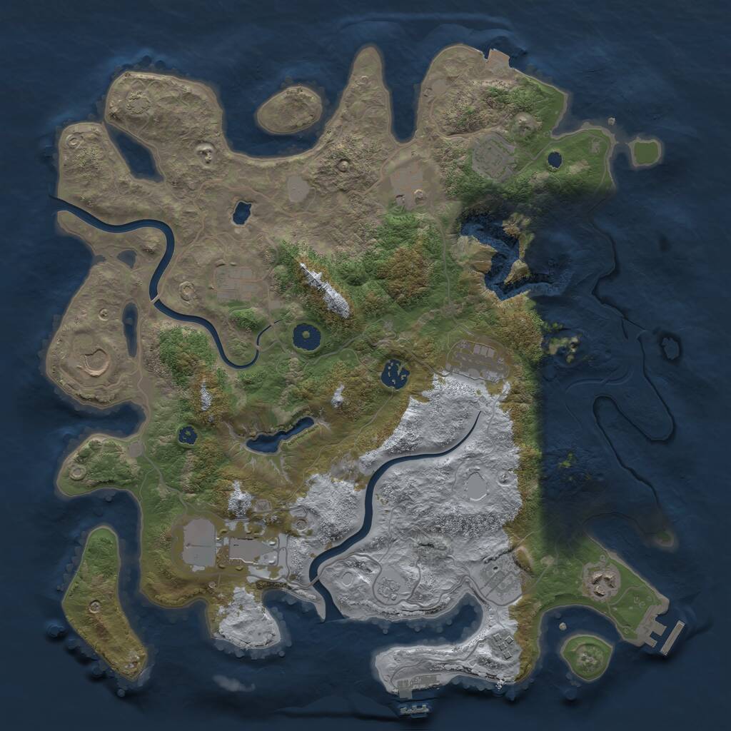 Rust Map: Procedural Map, Size: 4000, Seed: 1350842174, 16 Monuments
