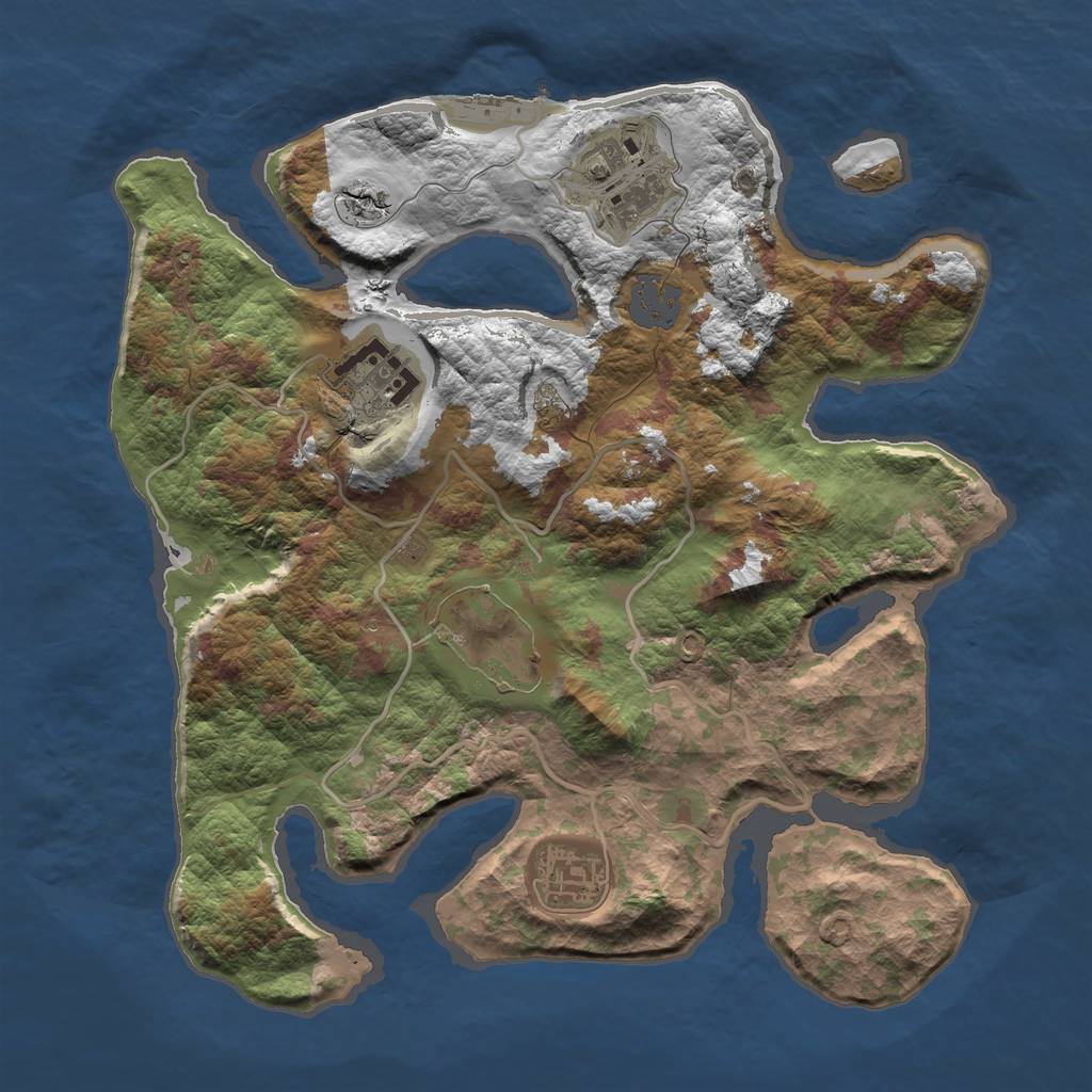 Rust Map: Barren, Size: 3000, Seed: 190162639, 9 Monuments