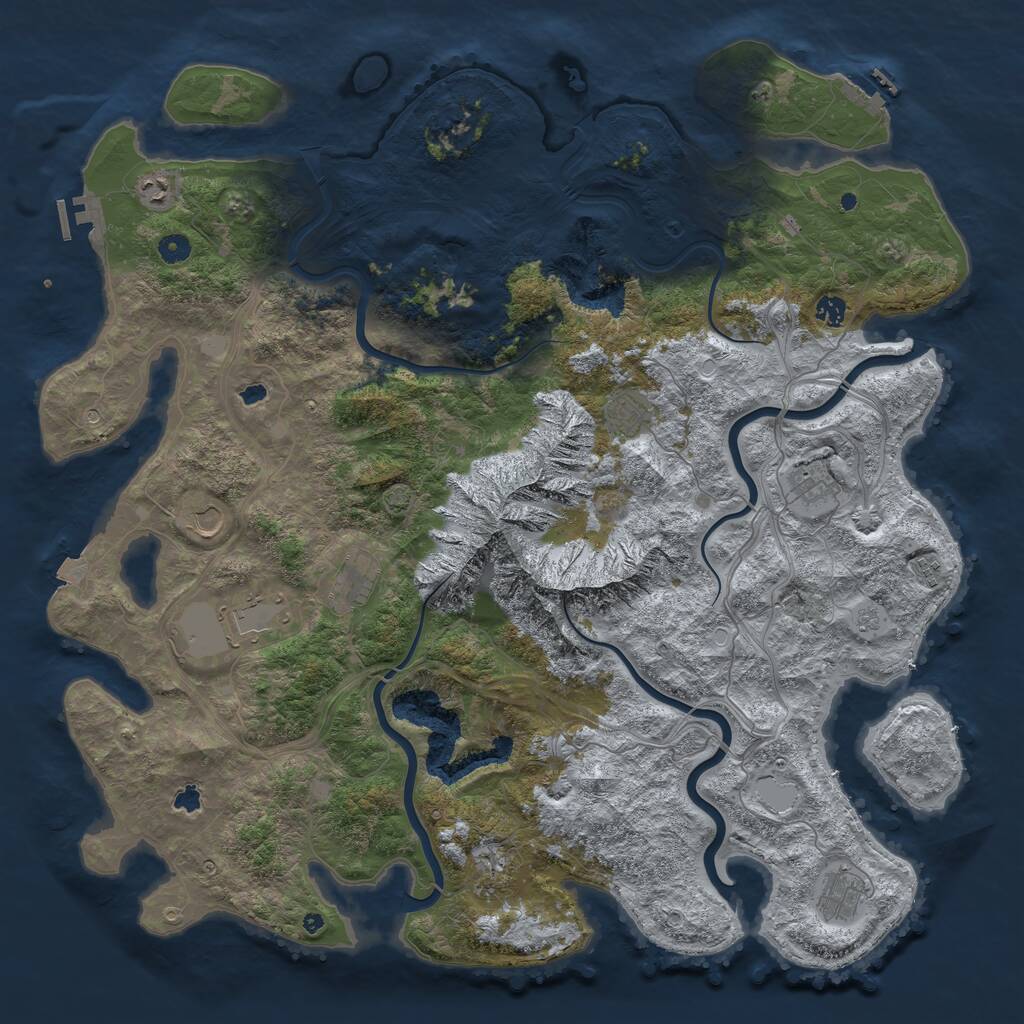 Rust Map: Procedural Map, Size: 5000, Seed: 14, 16 Monuments