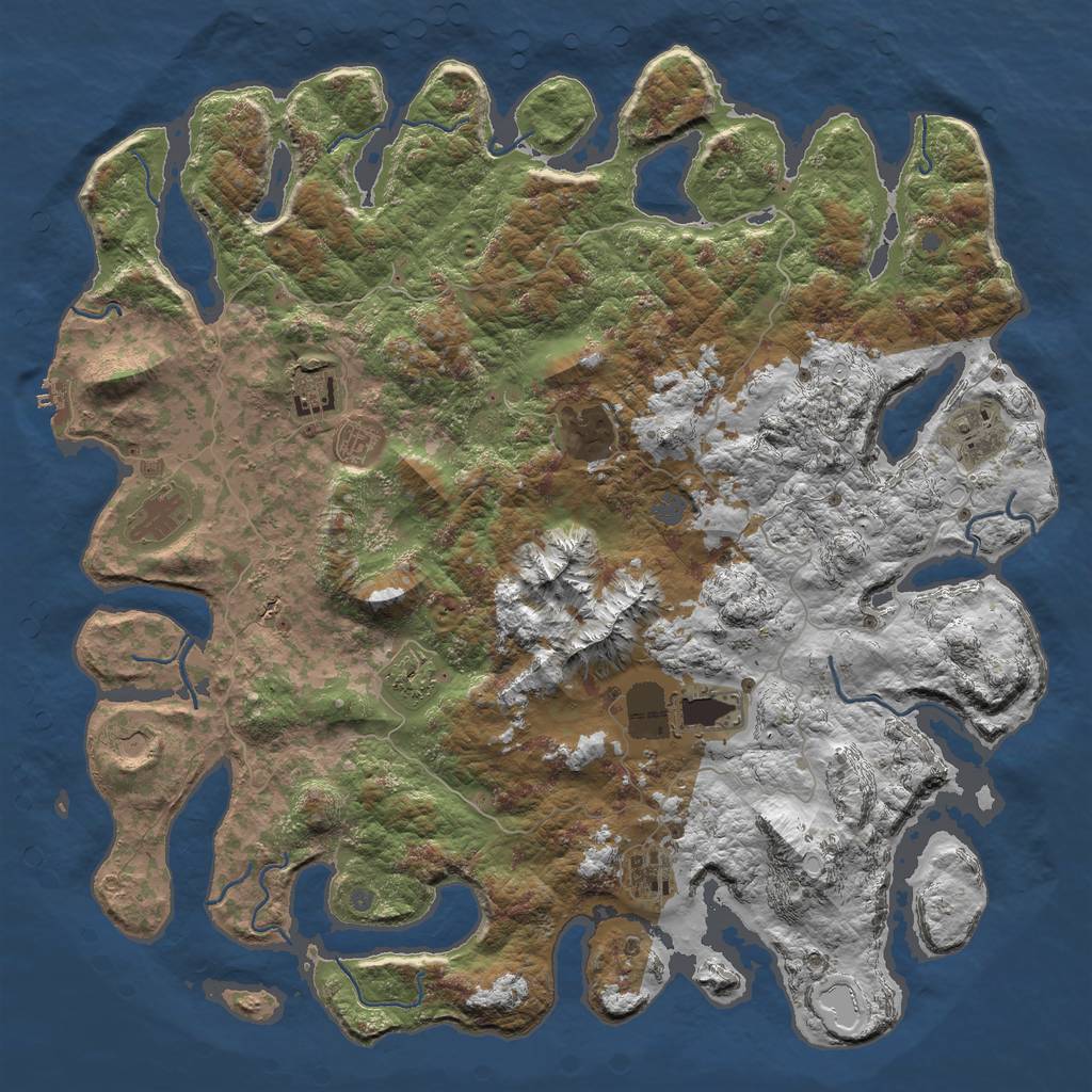 Rust Map: Procedural Map, Size: 5000, Seed: 14, 15 Monuments