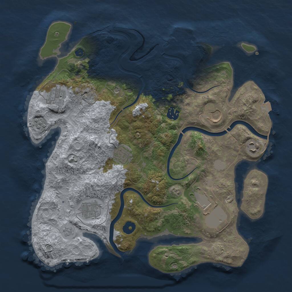 Rust Map: Procedural Map, Size: 3500, Seed: 139256, 13 Monuments