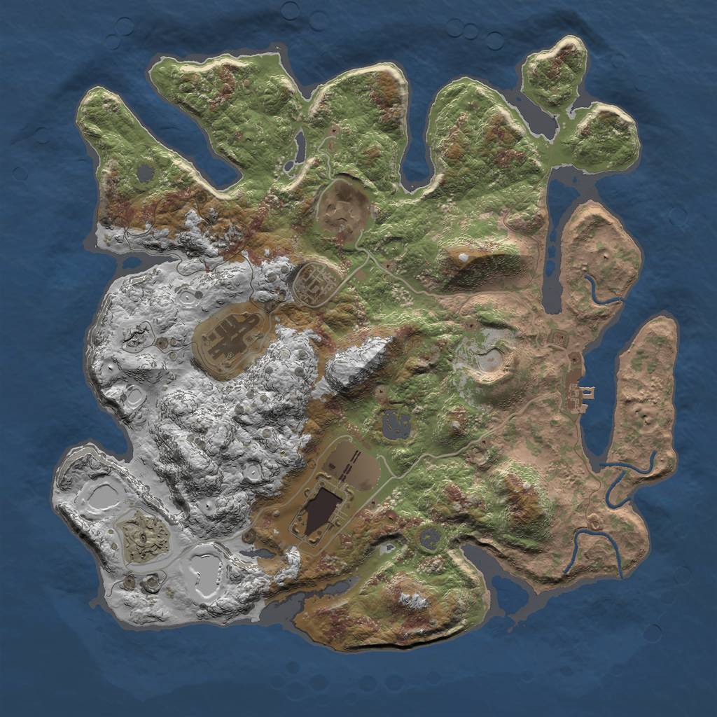 Rust Map: Procedural Map, Size: 3500, Seed: 139256, 12 Monuments