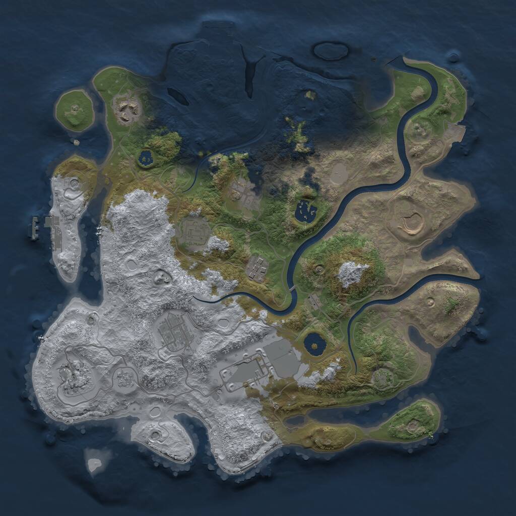 Rust Map: Procedural Map, Size: 3500, Seed: 334037, 15 Monuments