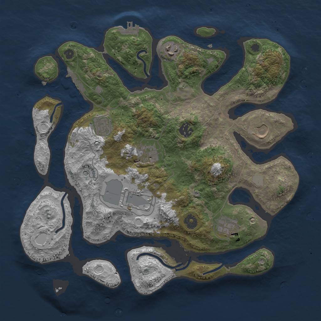 Rust Map: Procedural Map, Size: 3500, Seed: 334037, 15 Monuments