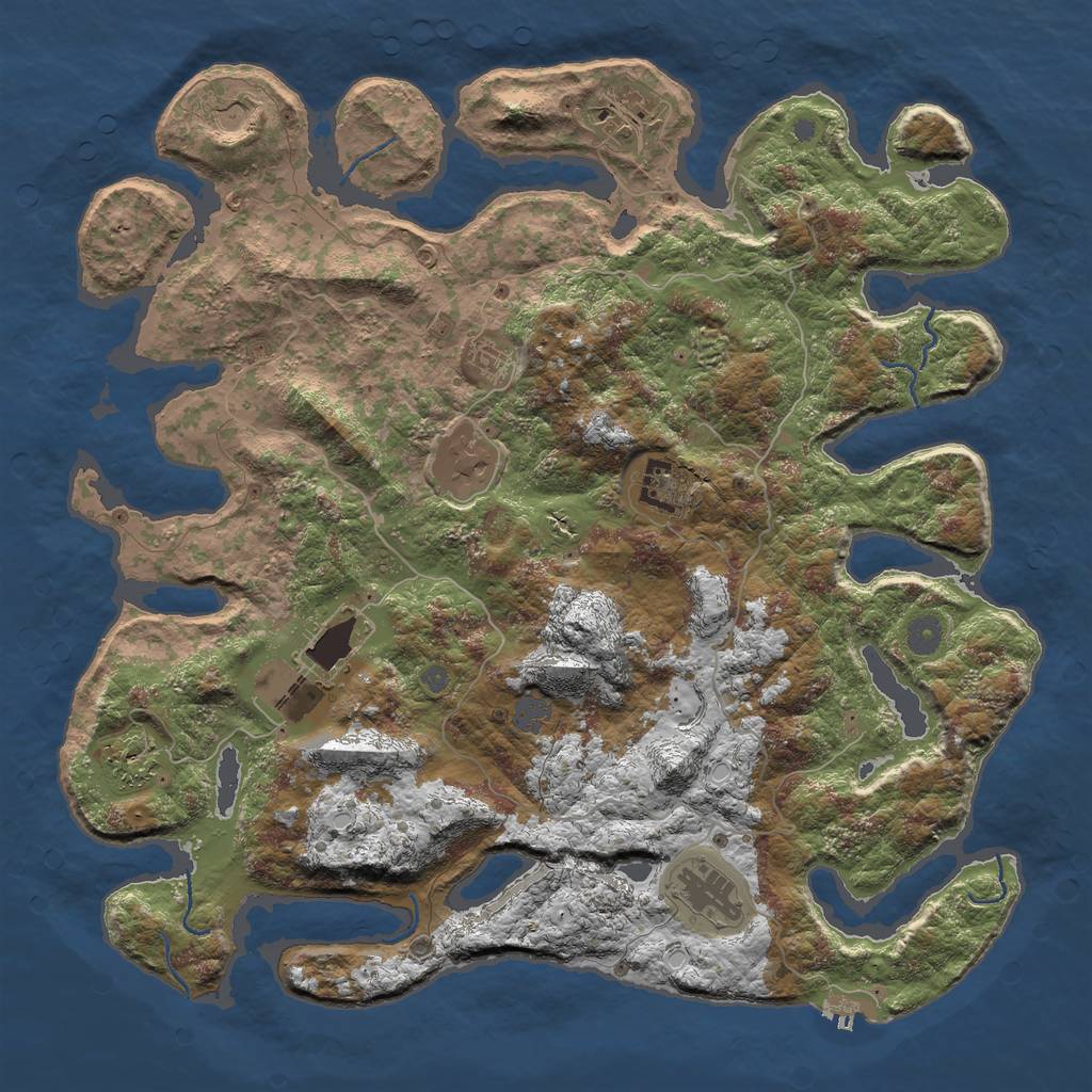 Rust Map: Procedural Map, Size: 4400, Seed: 28124775, 14 Monuments