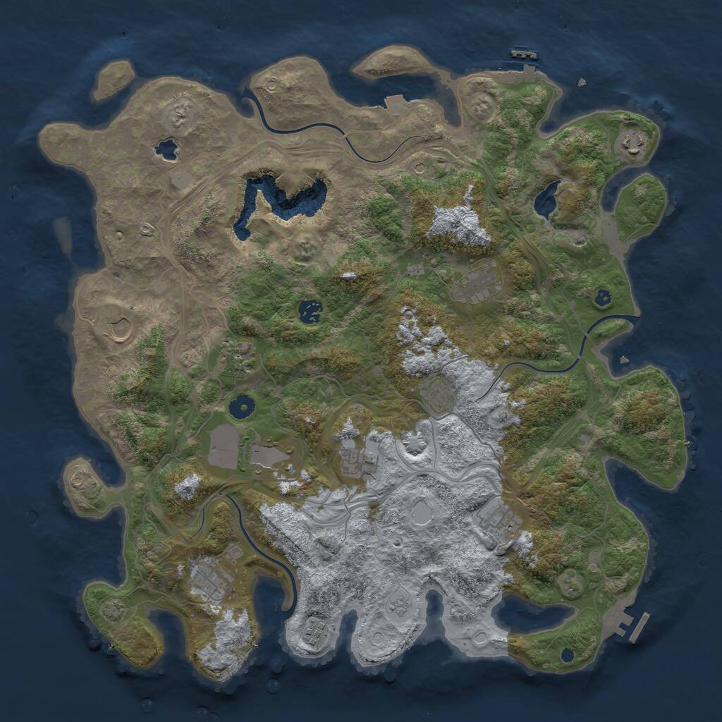 Rust Map: Procedural Map, Size: 4400, Seed: 28124775, 17 Monuments