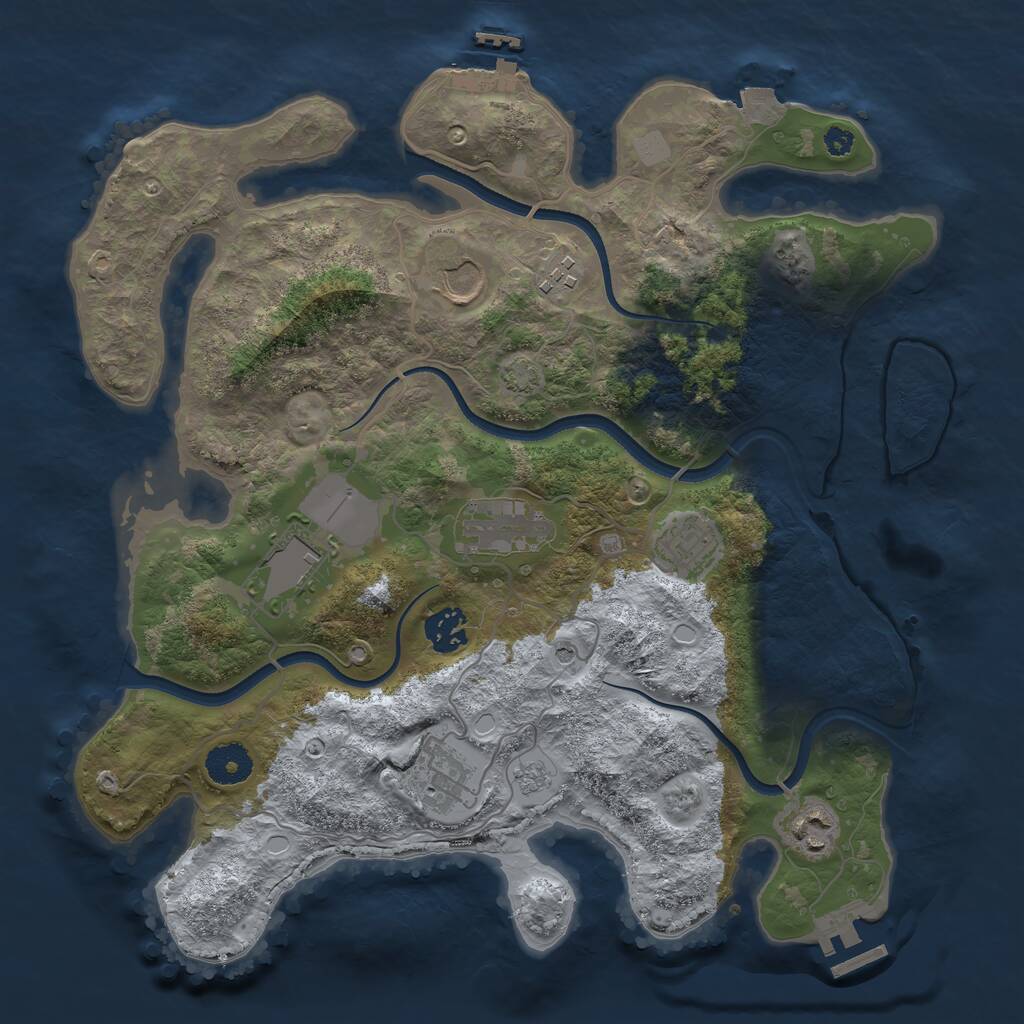 Rust Map: Procedural Map, Size: 3500, Seed: 850219198, 14 Monuments