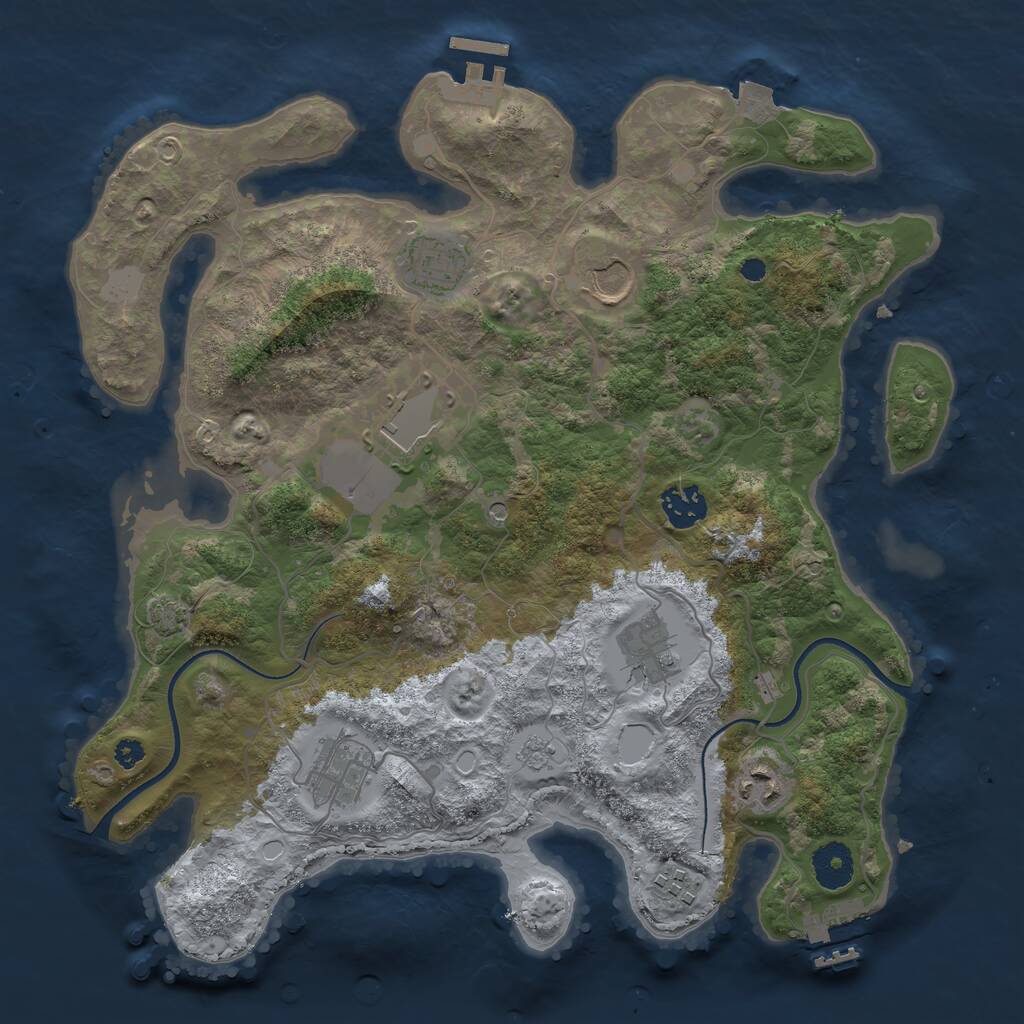 Rust Map: Procedural Map, Size: 3500, Seed: 850219198, 14 Monuments