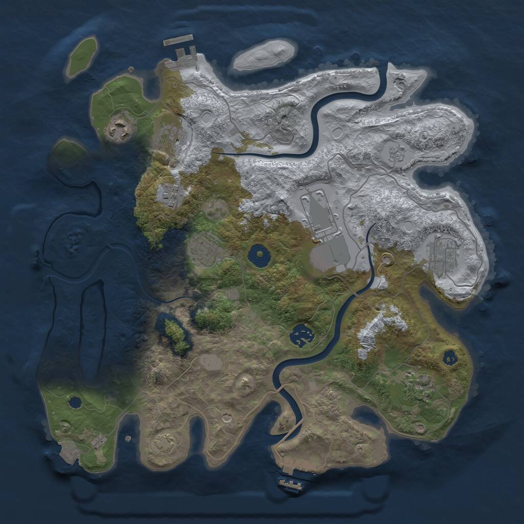 Rust Map: Procedural Map, Size: 3500, Seed: 726025657, 14 Monuments