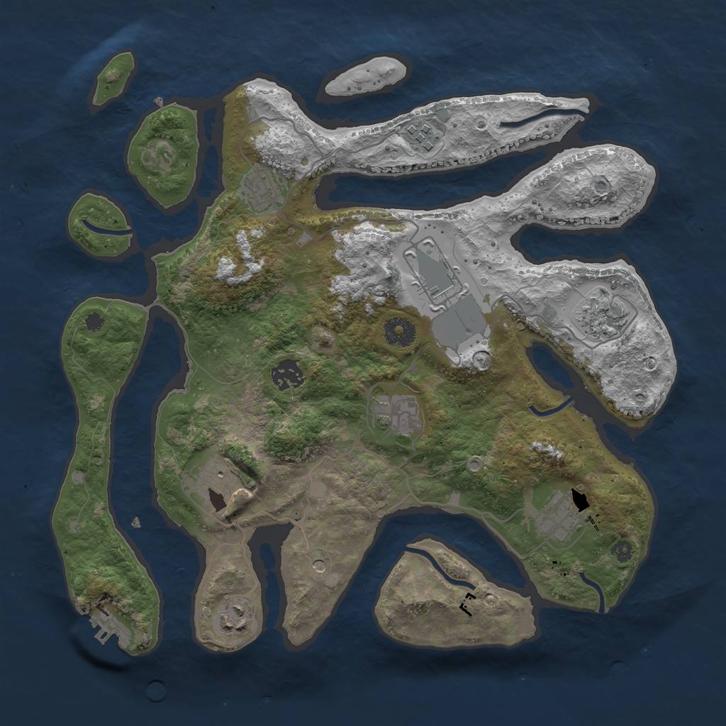 Rust Map: Procedural Map, Size: 3500, Seed: 726025657, 13 Monuments