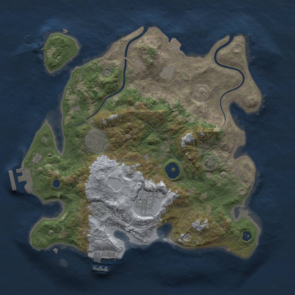 Rust Map: Procedural Map, Size: 3000, Seed: 64166557, 8 Monuments