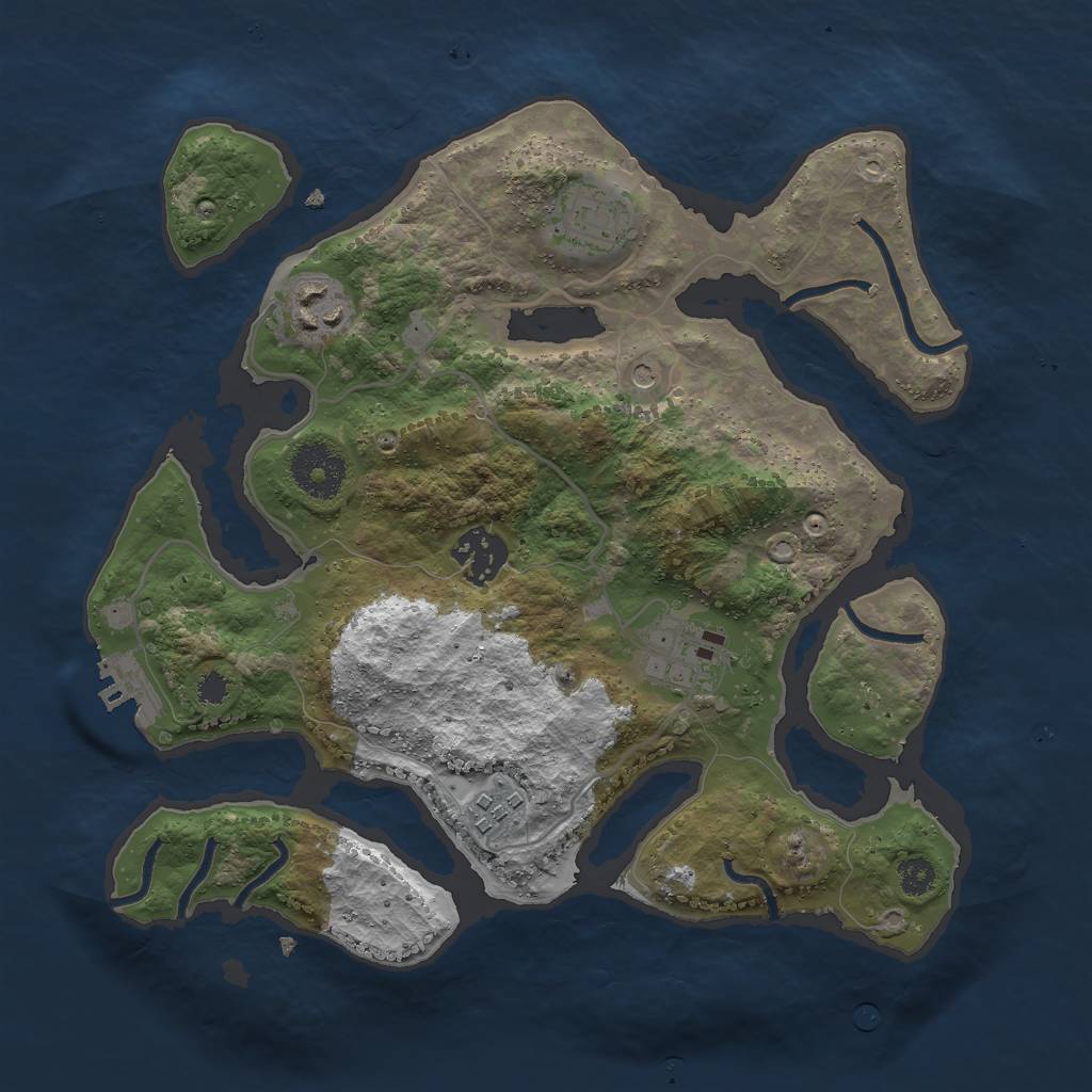 Rust Map: Procedural Map, Size: 3000, Seed: 64166557, 9 Monuments