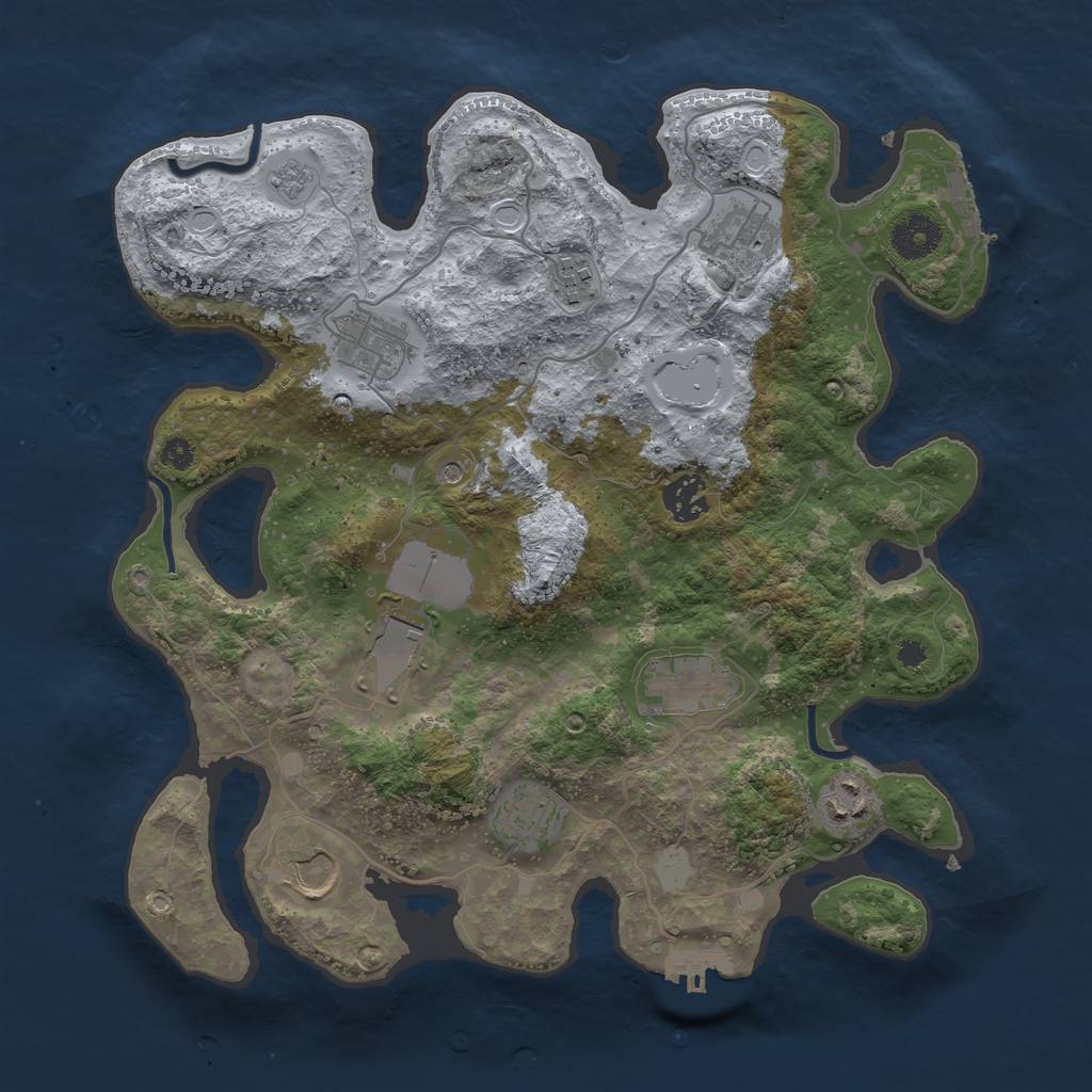 Rust Map: Procedural Map, Size: 3500, Seed: 495039, 16 Monuments