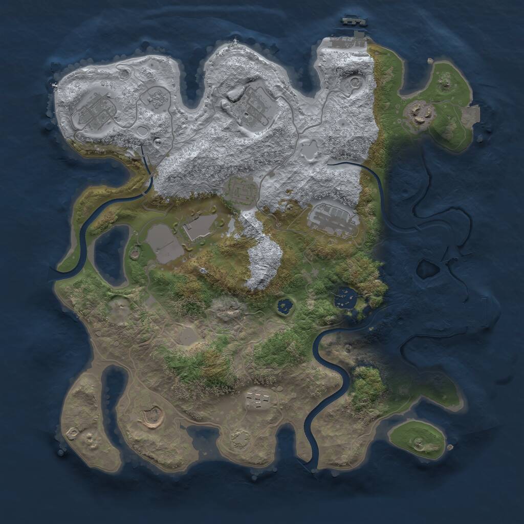 Rust Map: Procedural Map, Size: 3500, Seed: 495039, 15 Monuments