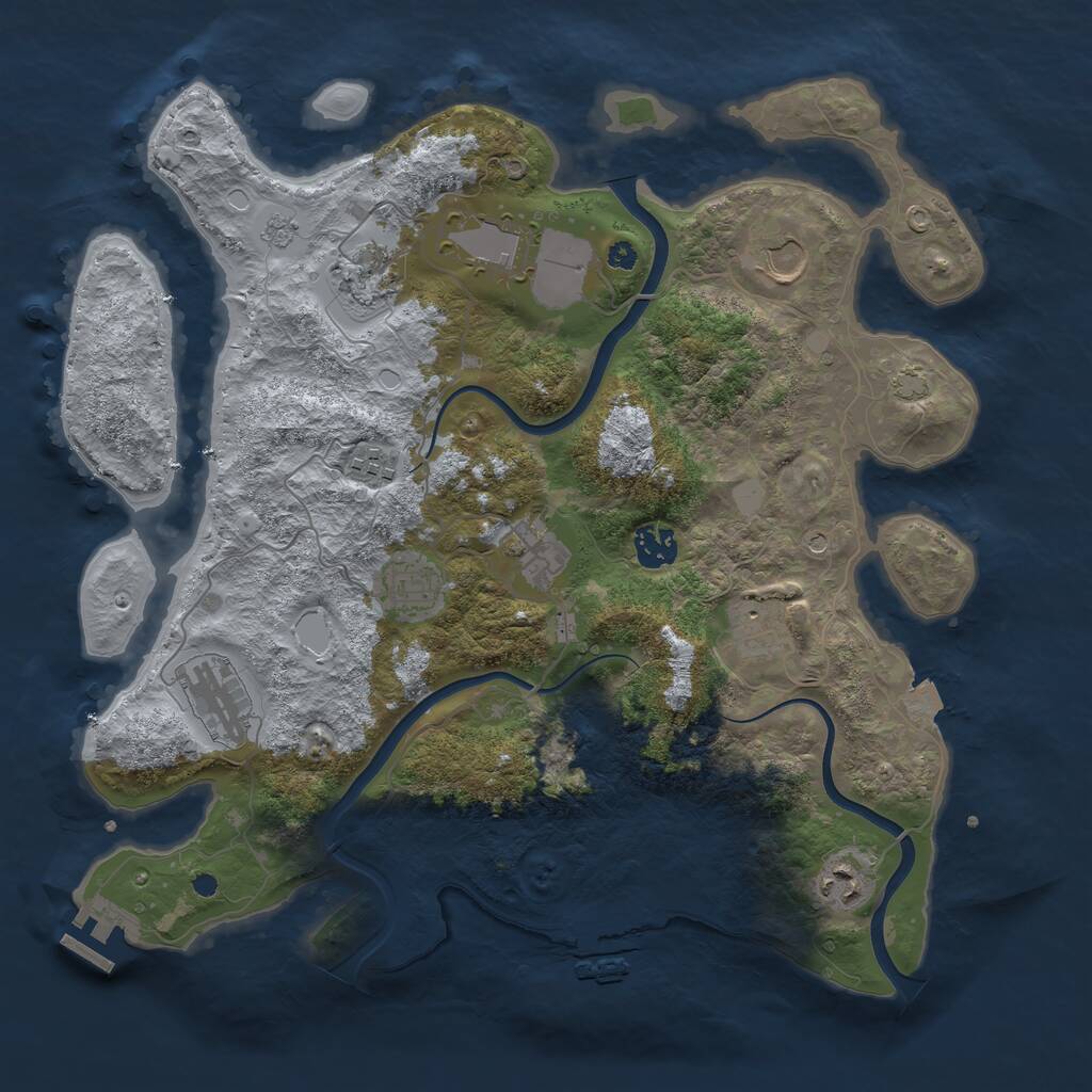Rust Map: Procedural Map, Size: 3750, Seed: 149722609, 16 Monuments