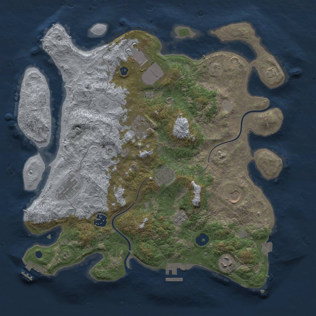 Rust Map: Procedural Map, Size: 3750, Seed: 149722609, 14 Monuments