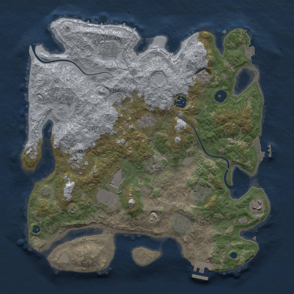 Rust Map: Procedural Map, Size: 3700, Seed: 1344273382, 15 Monuments